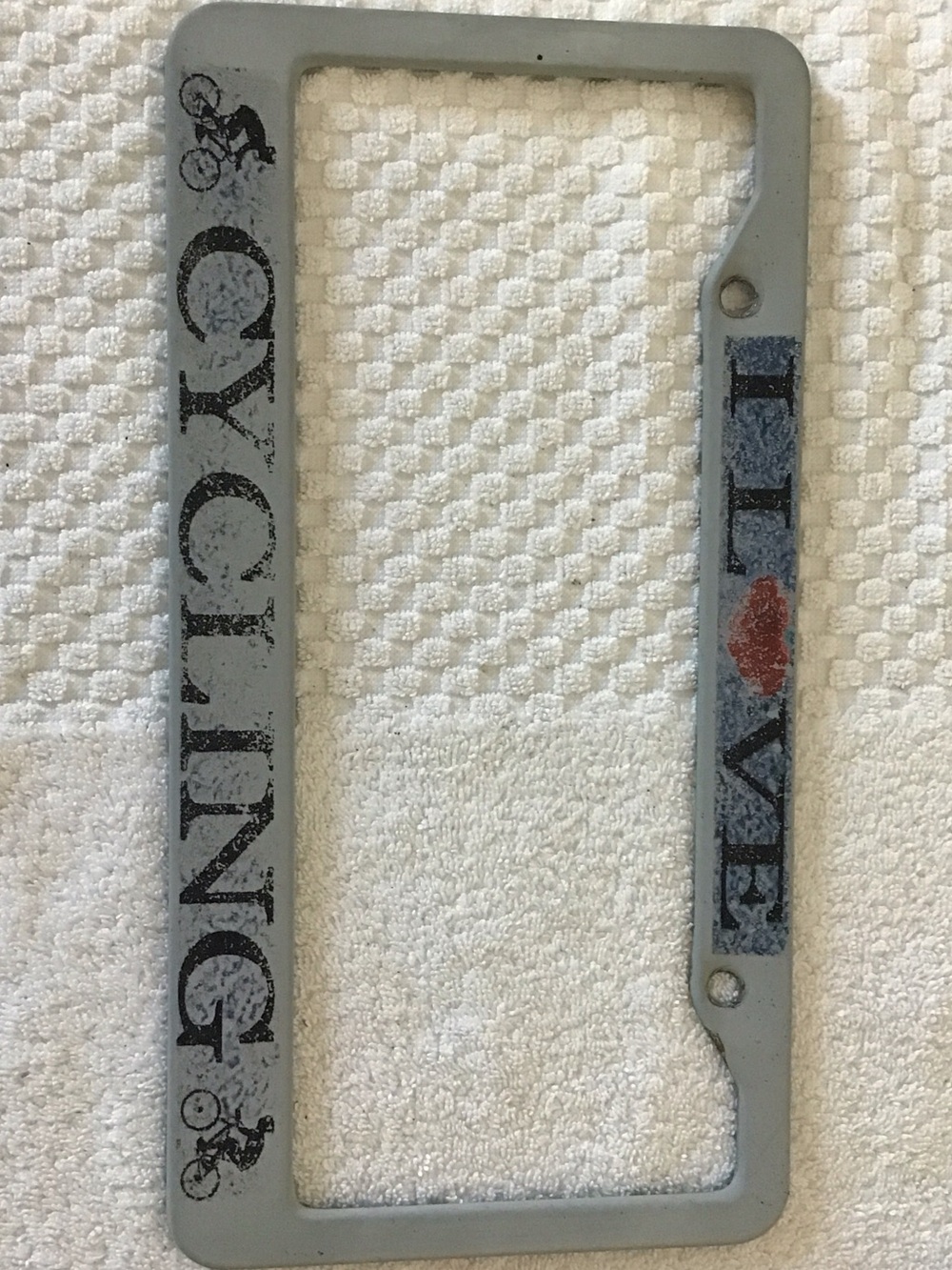 Cycling License Plate Frame - Gray with Red Accent